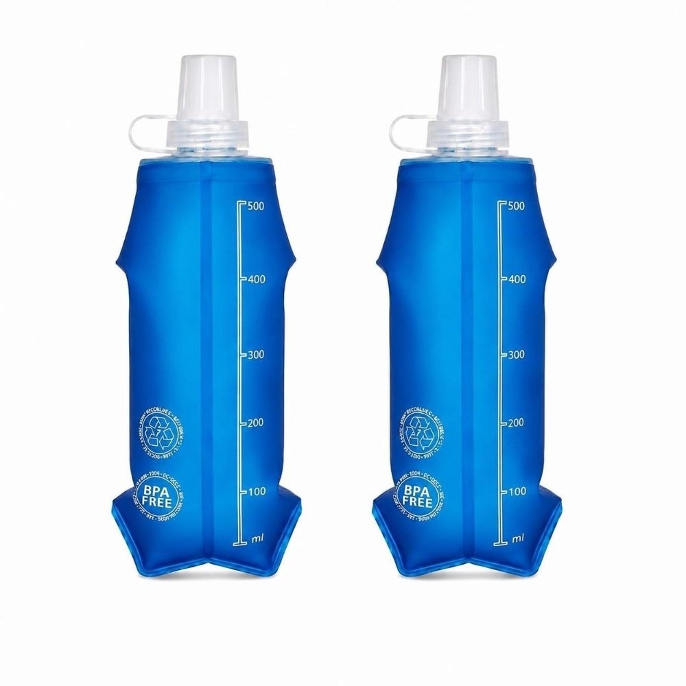 Water Bag Collapsible - Confezione da 2 Bottiglie d'Acqua Pieghevoli