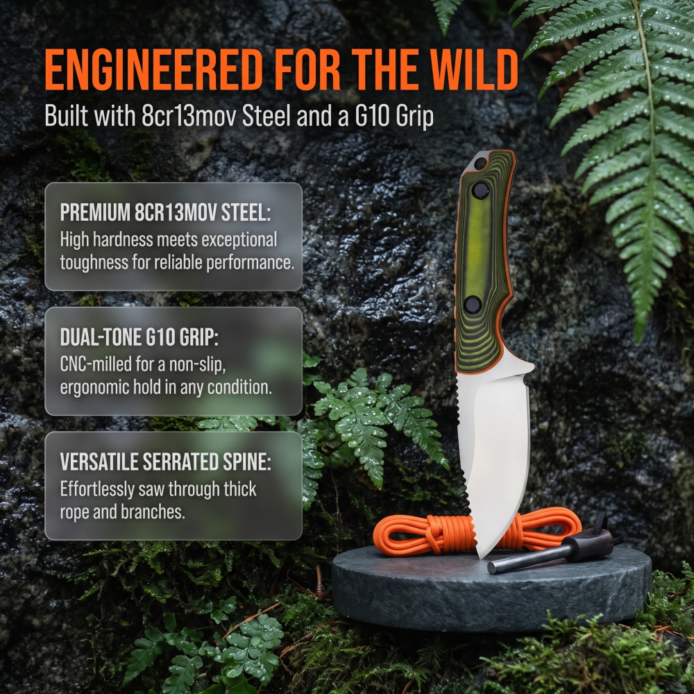 Bushcraft Knife Fixed - 15017 Coltello a lama fissa per